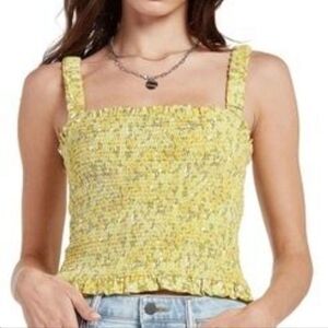 Volcom Yellow Green Smocked Fitted Tank Top Large NWT (5549)